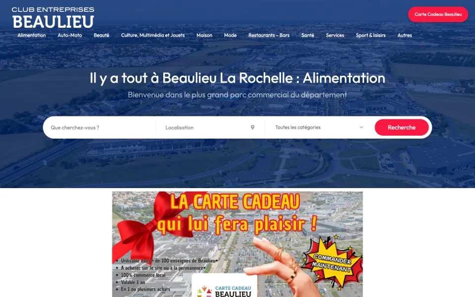 Site internet du Parc Commercial Beaulieu à La Rochelle